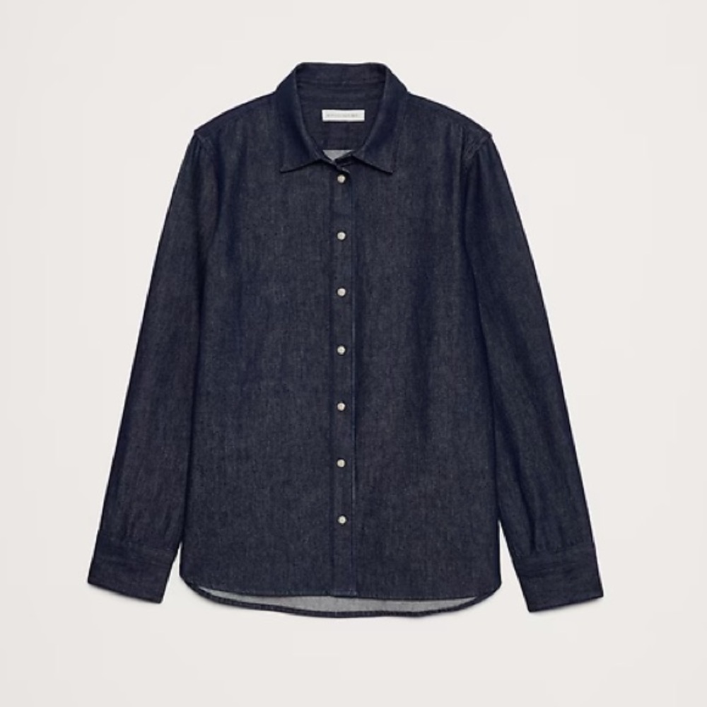Banana Republic Dark Indigo Denim Button-Down Shirt - Picture 4 of 5